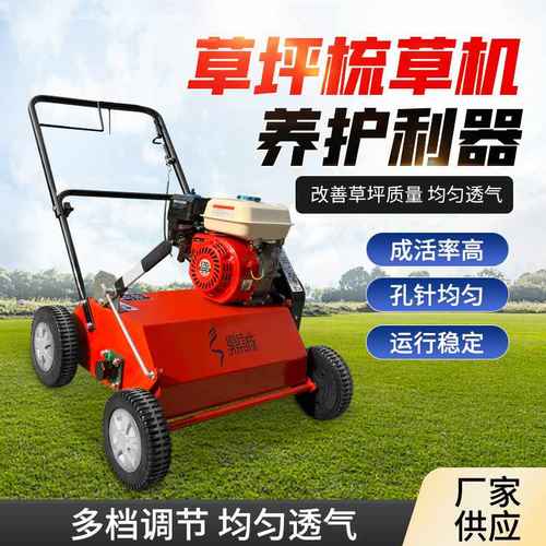 草皮养护梳草机 手推式草坪梳理机草根搂草机园林机械草皮打孔机