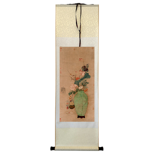 桔子格调花瓶图 岁朝图 国潮茶室法式中式挂画挂轴卷轴书房装饰画