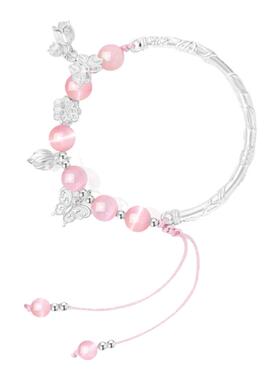 【纯银|正品】粉猫眼半镯手链