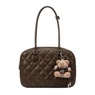 欧时纳华夫吐司包女2025新款秋季棕色波士顿大容量上班通勤托特包