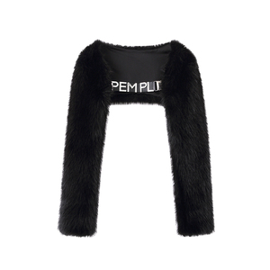 PEMPL 定制铁标人造皮草外套女短款秋季毛绒慵懒显瘦百搭开衫披肩