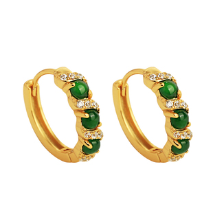 天然翡翠纯银耳环女新中式国风绿色玉耳饰耳扣耳钉三八妇女节礼物