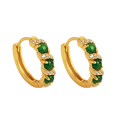 小银匠天然翡翠耳扣耳圈小众设计