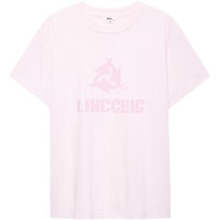 LINCCHIC金羽杰短袖上衣女圆领宽松廓形印花大T恤女S241TS034Y