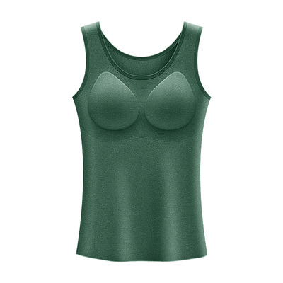 德绒保暖背心女加绒加厚带胸垫