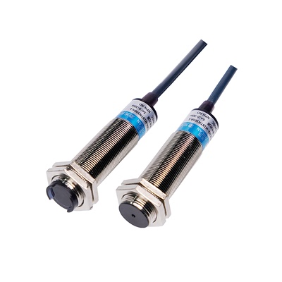 防水IP68激光光电开关M12/M18圆柱型NPN常开漫反射对射感应传感器