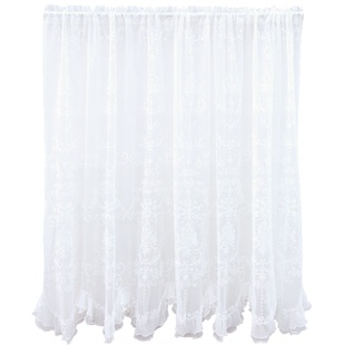 法式复古蕾丝门帘庄园古典纱帘半帘窗帘透光纱风水帘拱形门洞穿杆