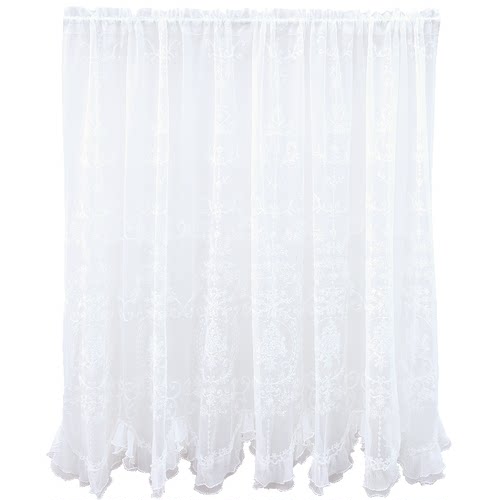 法式复古蕾丝门帘庄园古典纱帘半帘窗帘透光纱风水帘拱形门洞穿杆