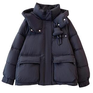 浅绿色连帽超好看短款羽绒服女士2025冬季新款加厚保暖面包服外套