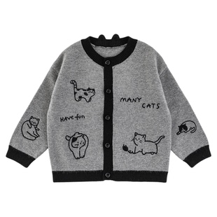 幼悠男童喵星人毛衣开衫冬季俏皮可爱蓬松软糯立体猫耳保暖上衣潮