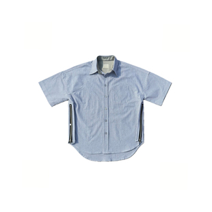 明亮叔出品4th第四季条纹病号服衬衫高街风格比伯同款短袖