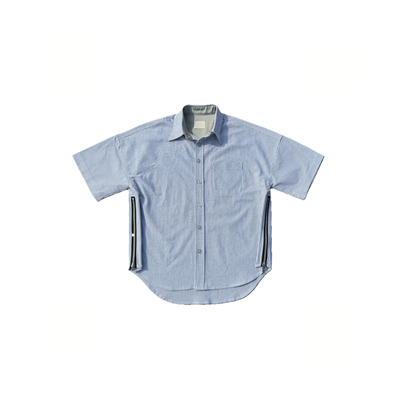 明亮叔出品4th第四季条纹病号服衬衫高街风格比伯同款短袖