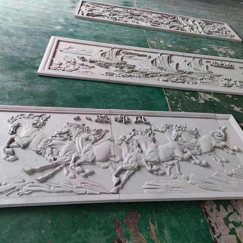 陶瓷浮雕别墅造型自建房外墙耐腐装饰安装易浮雕EPS文化墙批发