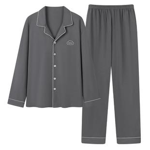 睡衣男款纯棉春秋季长袖2025新款男士全棉简约家居服男套装可外穿