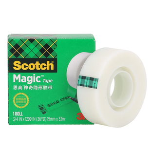 3M810错题胶带粘贴复印思高神奇隐形Scotch油墨测试文具胶纸3/4INx394IN(11YD)19MM*10M一卷价Magic Tape