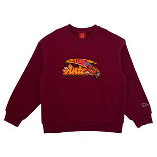 安踏儿童红色加绒卫衣男童2026春季新款本命年衣服休闲圆领套头衫