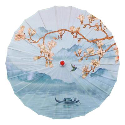 诗雨江南舞蹈山水画油纸伞