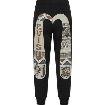 EVISU男士大M和商标印花卫裤