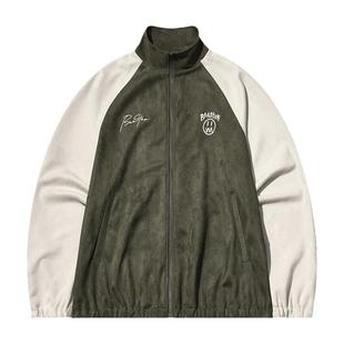 BEASTER鬼脸刺绣图案夹克男秋季新款美式麂皮绒宽松休闲拼色外套