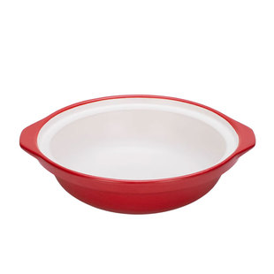 康舒酒店专用红色浅底鱼头砂锅饭店浅底大容量陶瓷火锅煲耐高温