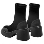 秋冬马丁靴2025新款增高跟鞋瘦瘦靴弹力女粗跟厚底短靴小个子中筒