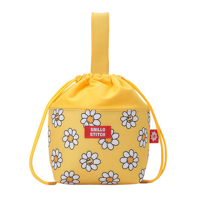 印花大容量抽绳手提便当包