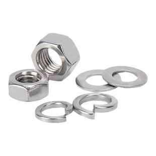 304/316不锈钢六角螺母螺帽螺丝帽平垫弹垫片子垫圈大全M4M5M6M8