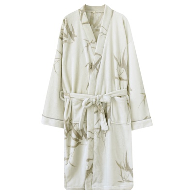 国风竹子情侣秋冬季加绒加厚睡袍