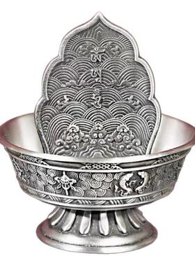 藏式供佛水陆供八吉祥锡雕花摆件