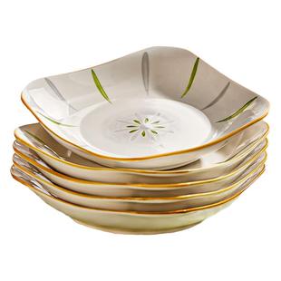 四角方盘陶瓷盘子菜盘家用碗碟餐具2026新款轻奢四方形菜碟子餐盘