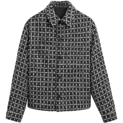 西班牙单！秋冬新款翻领格子外套