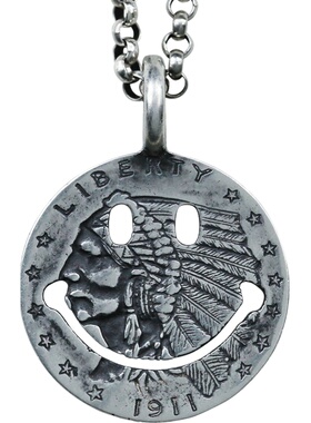 复古钱币吊坠冷淡风圆牌银项链