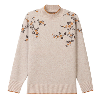 新款洋气半高领毛衣中老年女装