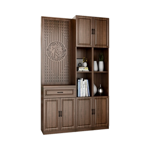 屏风隔断客厅玄关柜入户正对门轻奢进门酒柜实木置物架鞋柜新中式