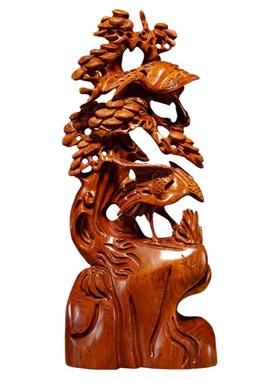 松鹤延年根雕家居客厅贺寿工艺品