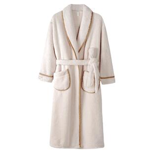 睡袍女冬季珊瑚绒加厚加绒长款浴袍女款睡衣秋冬款法兰绒成人浴衣