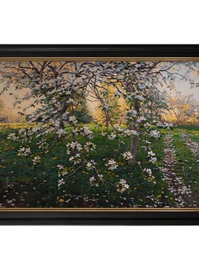 满树春华》法式中古风纯手绘油画客厅装饰画复古沙发艺术挂画餐厅