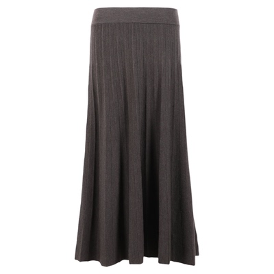 东黎混纺针织渐宽抽条半身裙