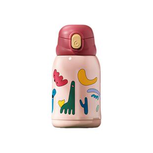 小袋鼠巴布儿童保温吸管杯保温水杯上学专用水壶大容量女生保冷杯