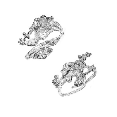 落葵戒指WIZARDLAB纯银手工雕蜡