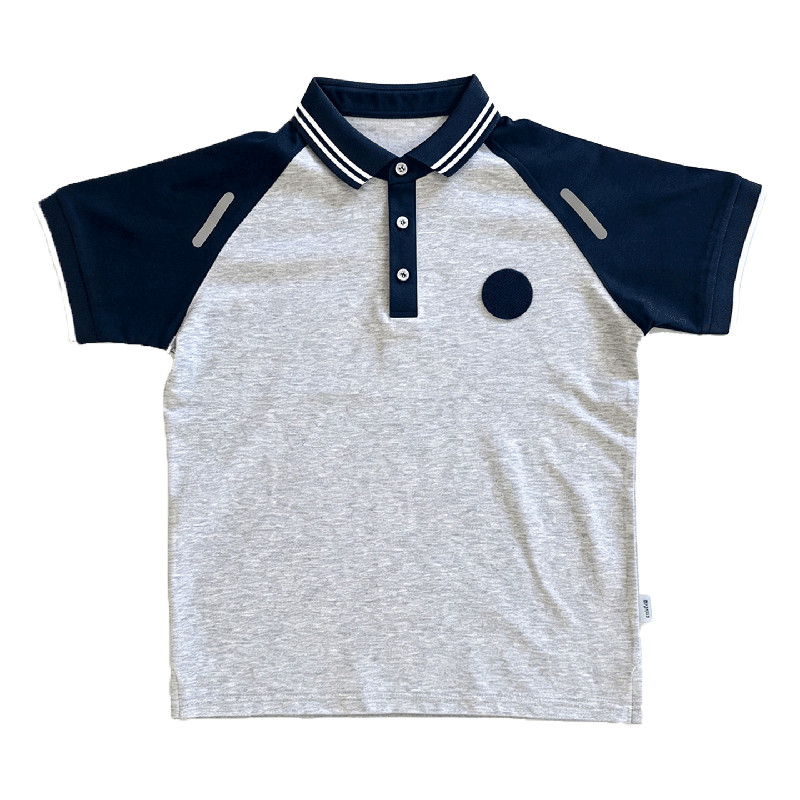 沈阳小学夏装藏青拼灰校服统一款