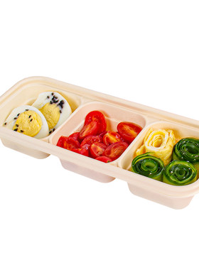 长方形可降解便当饭盒快餐盒带盖