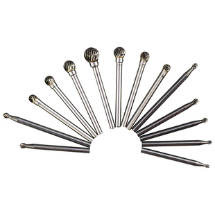 金鹰硬质合金磨头旋转锉钨钢铣刀头圆球D针木工根雕工具单双槽