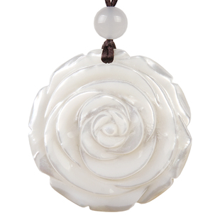 天然贝母玫瑰花女项链时尚吊坠贝母项链小清新母贝百搭国风毛衣链