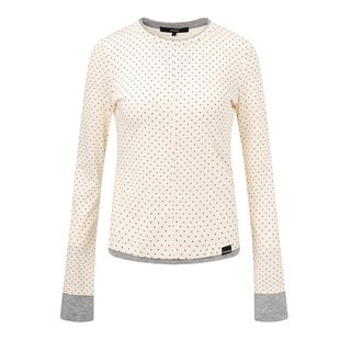 RAIVE2026春季女上衣复古学院波点假两件撞色韩系圆领长袖T恤