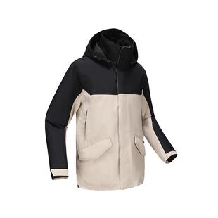 迪卡侬冲锋衣夹棉女防风防水户外加绒冬季厚帽可拆卸男外套IVB1