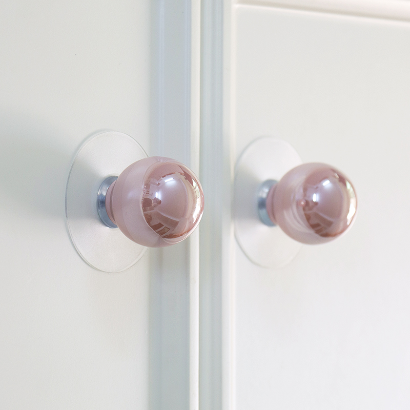 法式圆球免打孔拉手衣柜门橱柜抽屉简约时尚陶瓷单孔免钉自粘把手