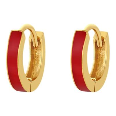 一撇一捺复古红韵10K金耳扣经典