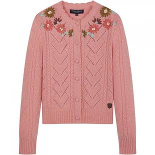 TeenieWeenie小熊女装毛针织衫2025冬季新款重工花朵绣花毛衣开衫