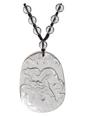 天然白水晶十二生肖吊坠项链挂件